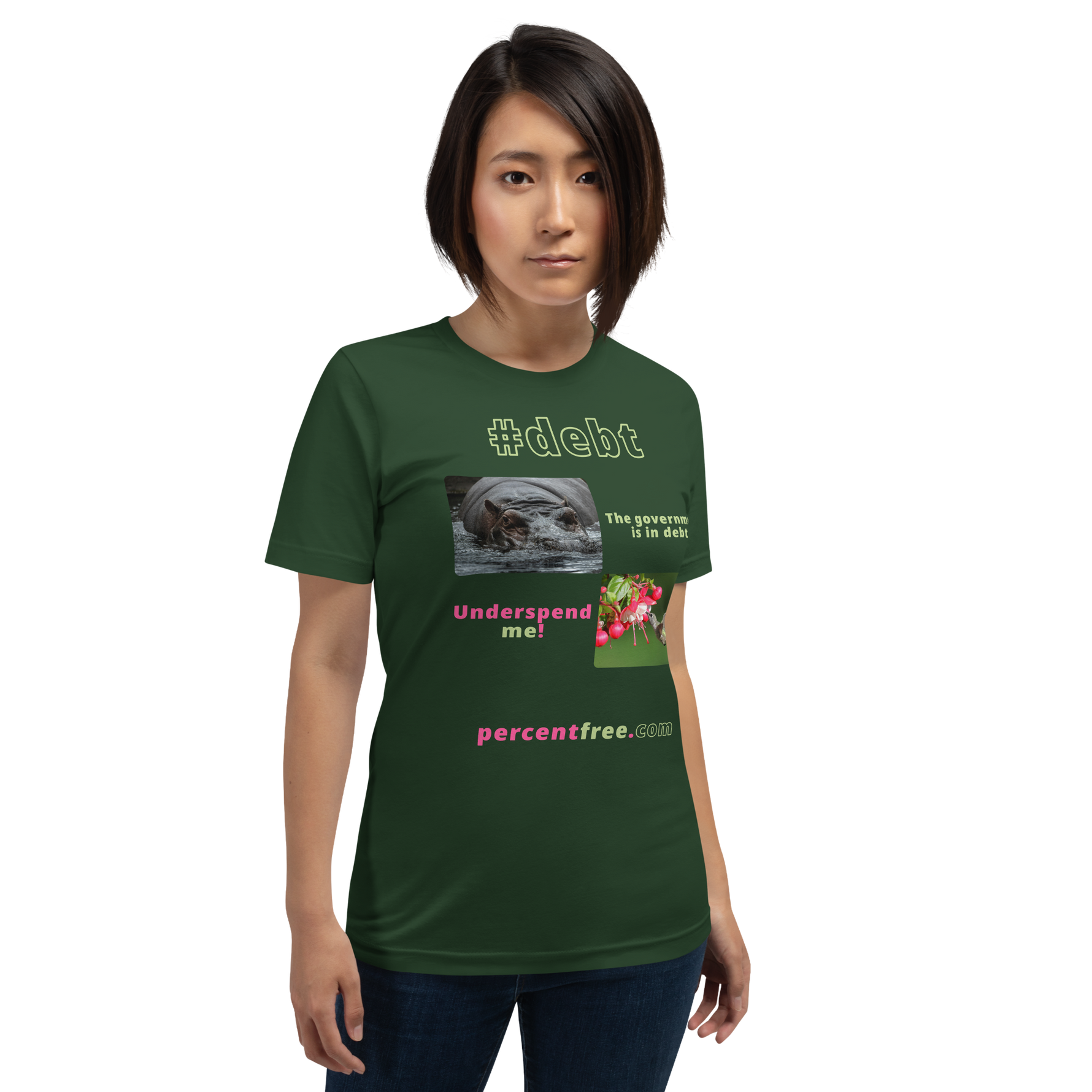 The government is in debt. -hippopotamus - Underspend me! - Anna's hummingbird - unisex freedom T-shirt 