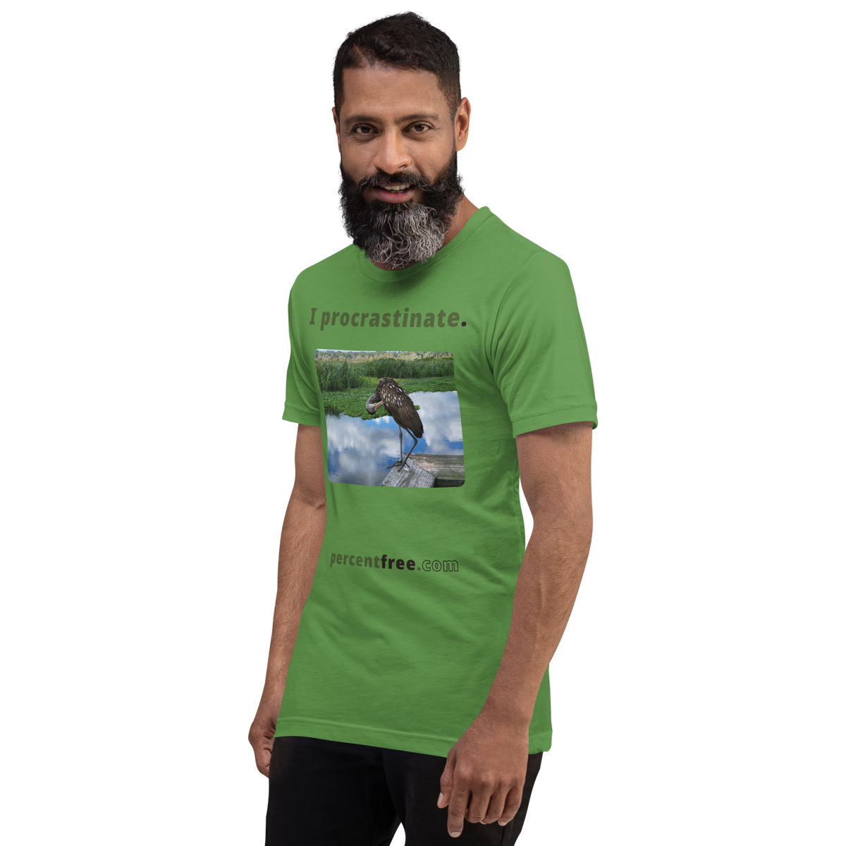 Unisex Freedom T-shirt - I procrastinate. - limpkin preening - 