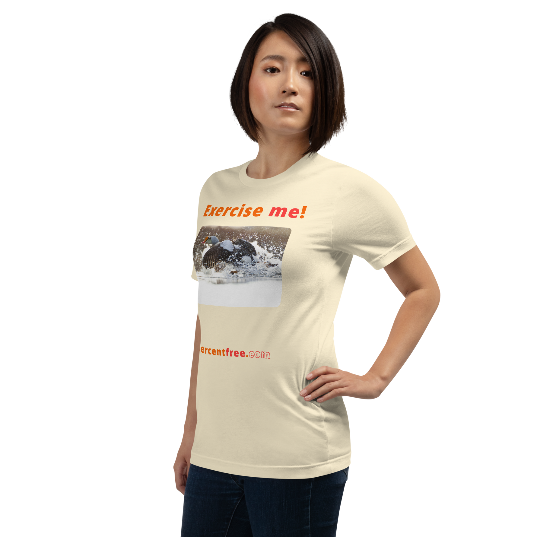 Exercise me! - king eider taking off - unisex freedom T-shirt 