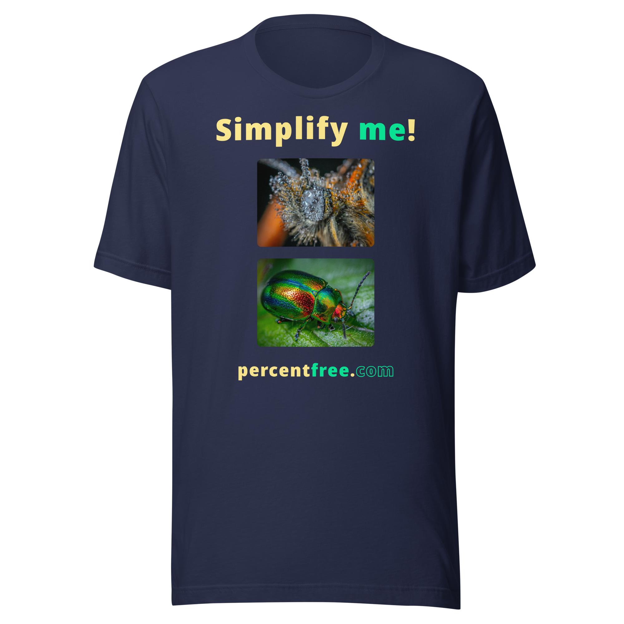 Unisex Simple T-shirt - Simplify me! - insect covered with dew - dogbane beetle #navy