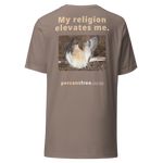 Unisex Front-and-Back Faith T-shirt - My religion elevates me. - buff-breasted sandpiper 