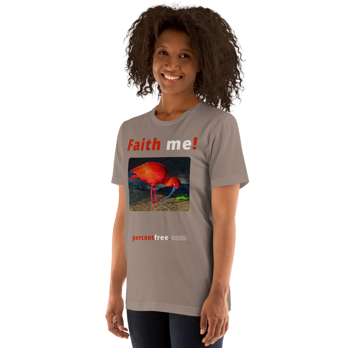 Unisex Front-and-Back Faith T-shirt - Faith me! - scarlet ibis 