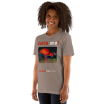 Unisex Front-and-Back Faith T-shirt - Faith me! - scarlet ibis 
