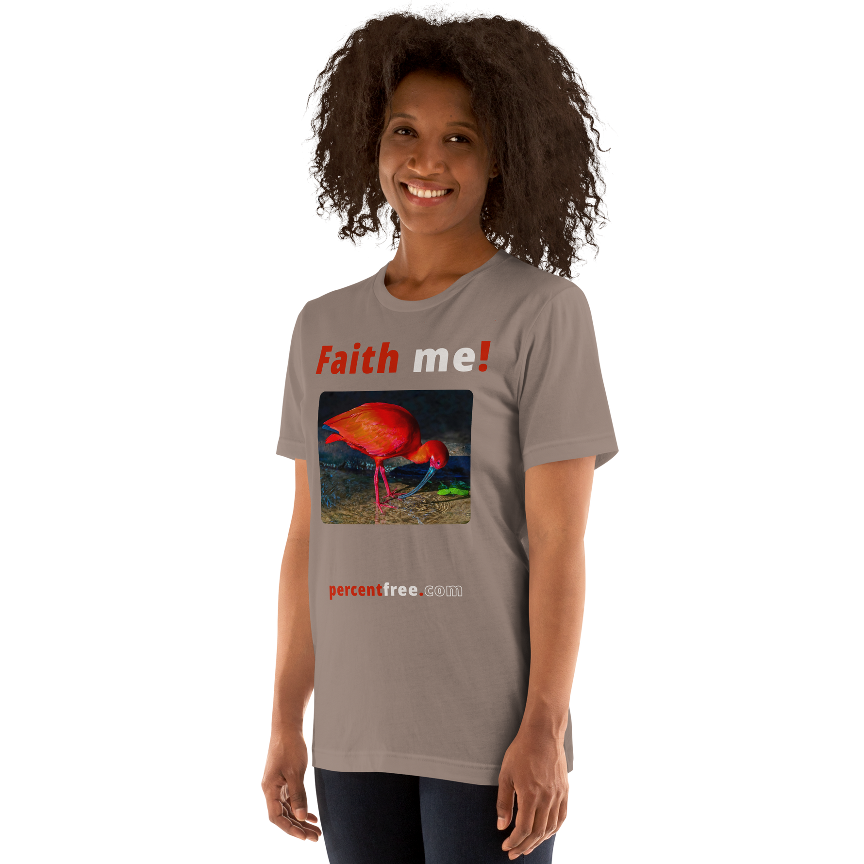 Unisex Front-and-Back Faith T-shirt - Faith me! - scarlet ibis 