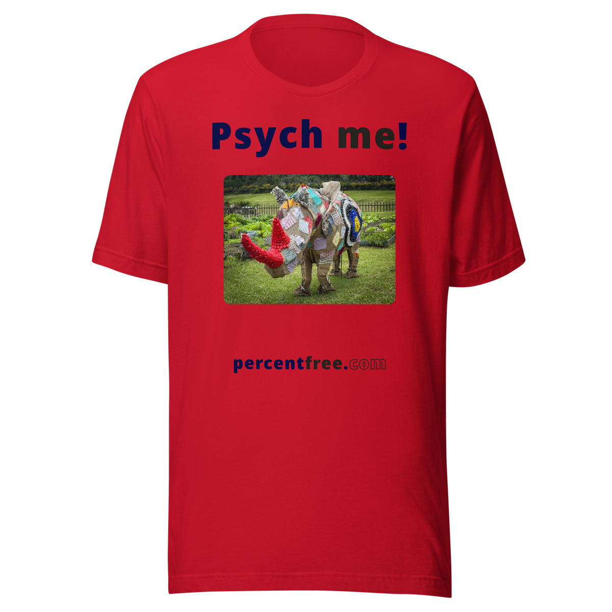 Unisex Psychology T-shirt - Psych me! - rhinoceros artwork made of recycled materials 