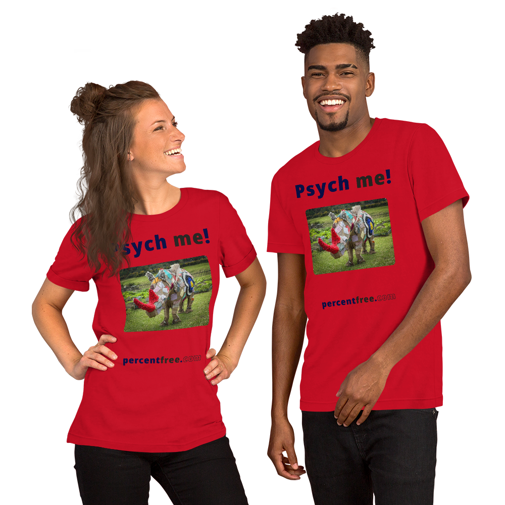 Unisex Psychology T-shirt - Psych me! - rhinoceros artwork made of recycled materials 