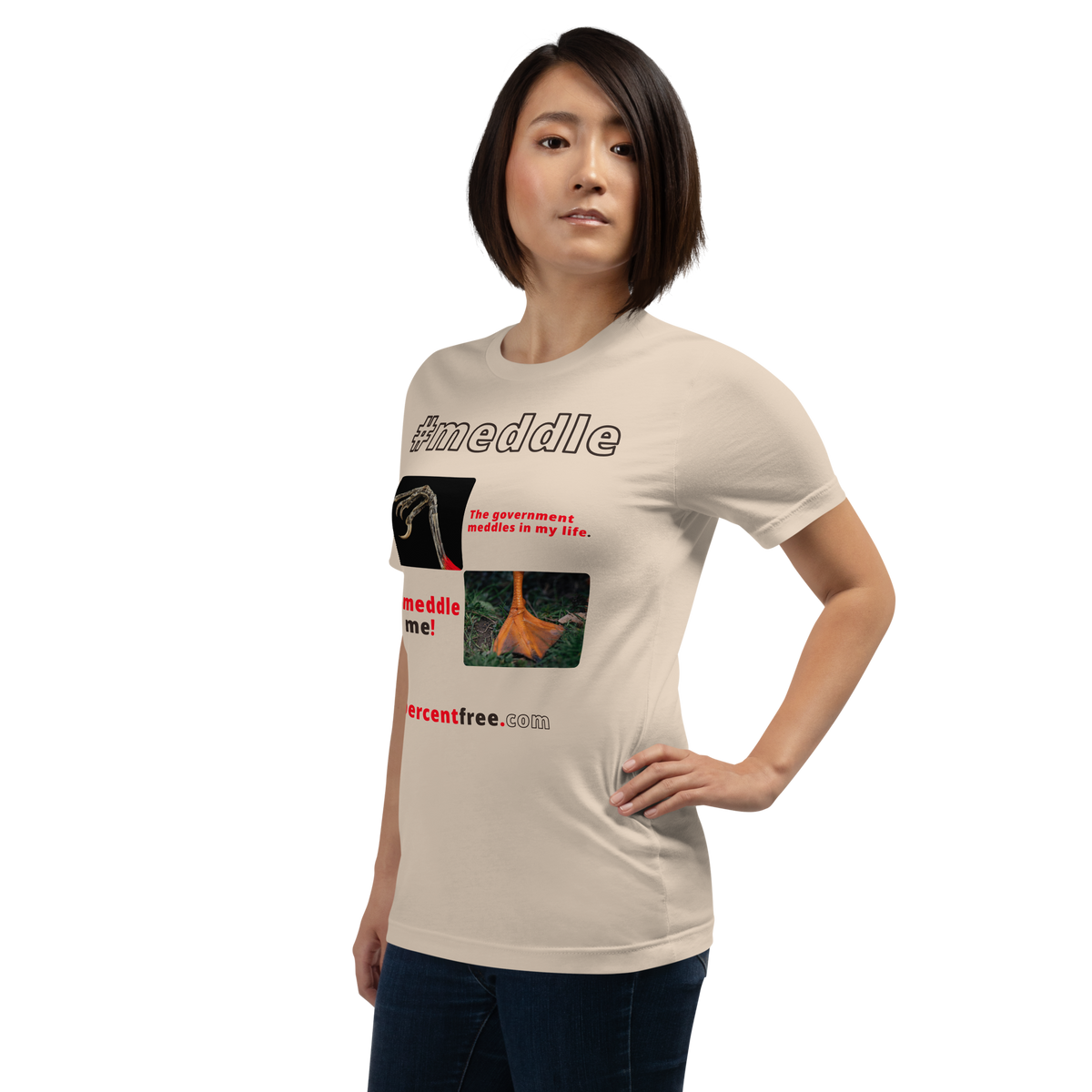 The government meddles in my life. - scarlet tanager claw - Unmeddle me! - duck foot - unisex freedom T-shirt 