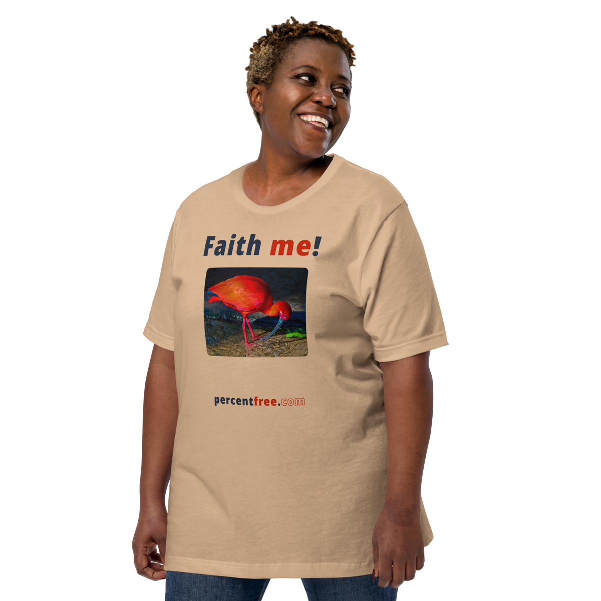 Unisex Front-and-Back Faith T-shirt - Faith me! - scarlet ibis 