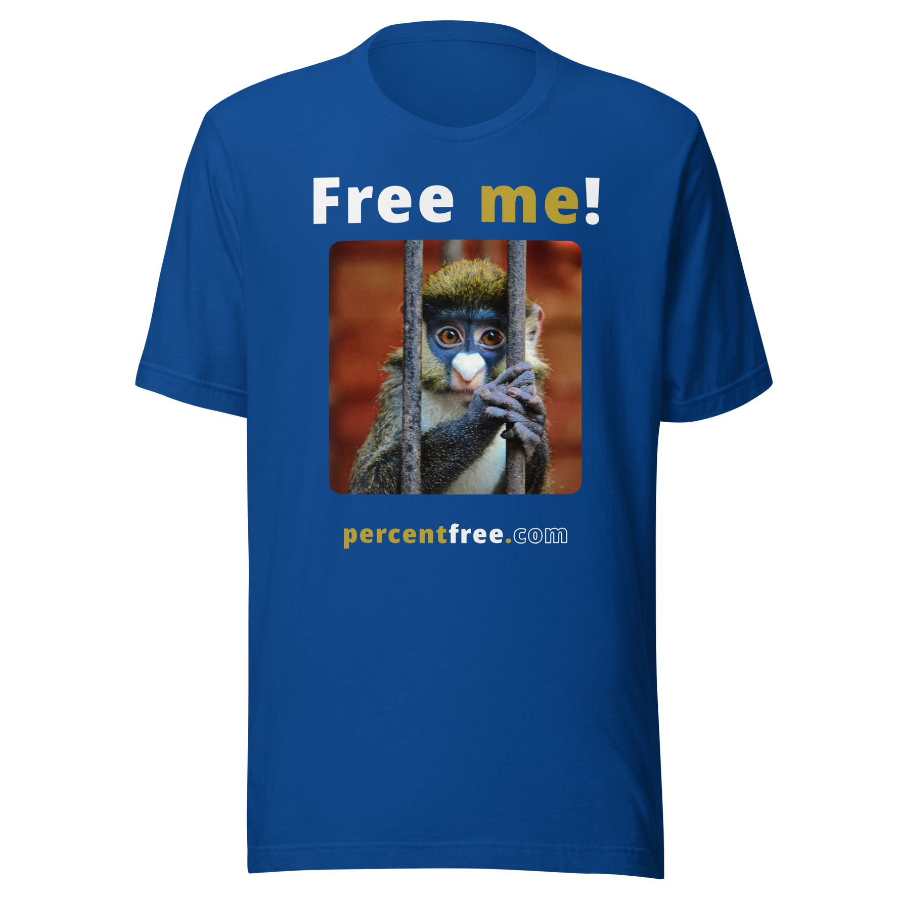 Free me! - red-tailed monkey in a cage - Unisex Freedom T-shirt #true-royal