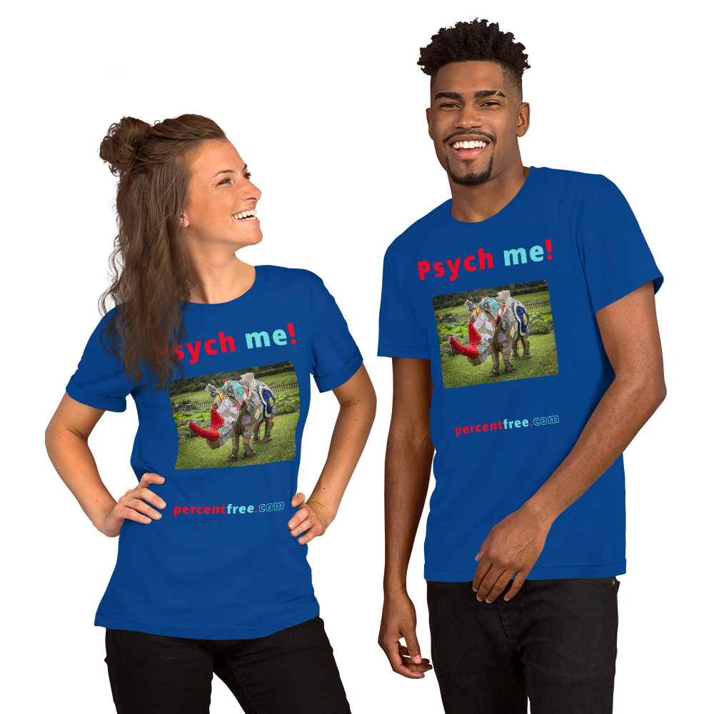 Unisex Psychology T-shirt - Psych me! - rhinoceros artwork made of recycled materials 