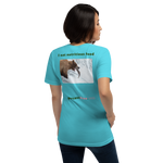 Unisex Front-and-Back Healthy Food T-shirt - I eat nutritious food. - bear trying to catch a salmon 
