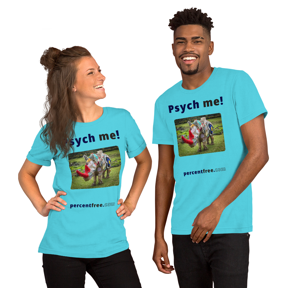 Unisex Psychology T-shirt - Psych me! - rhinoceros artwork made of recycled materials 