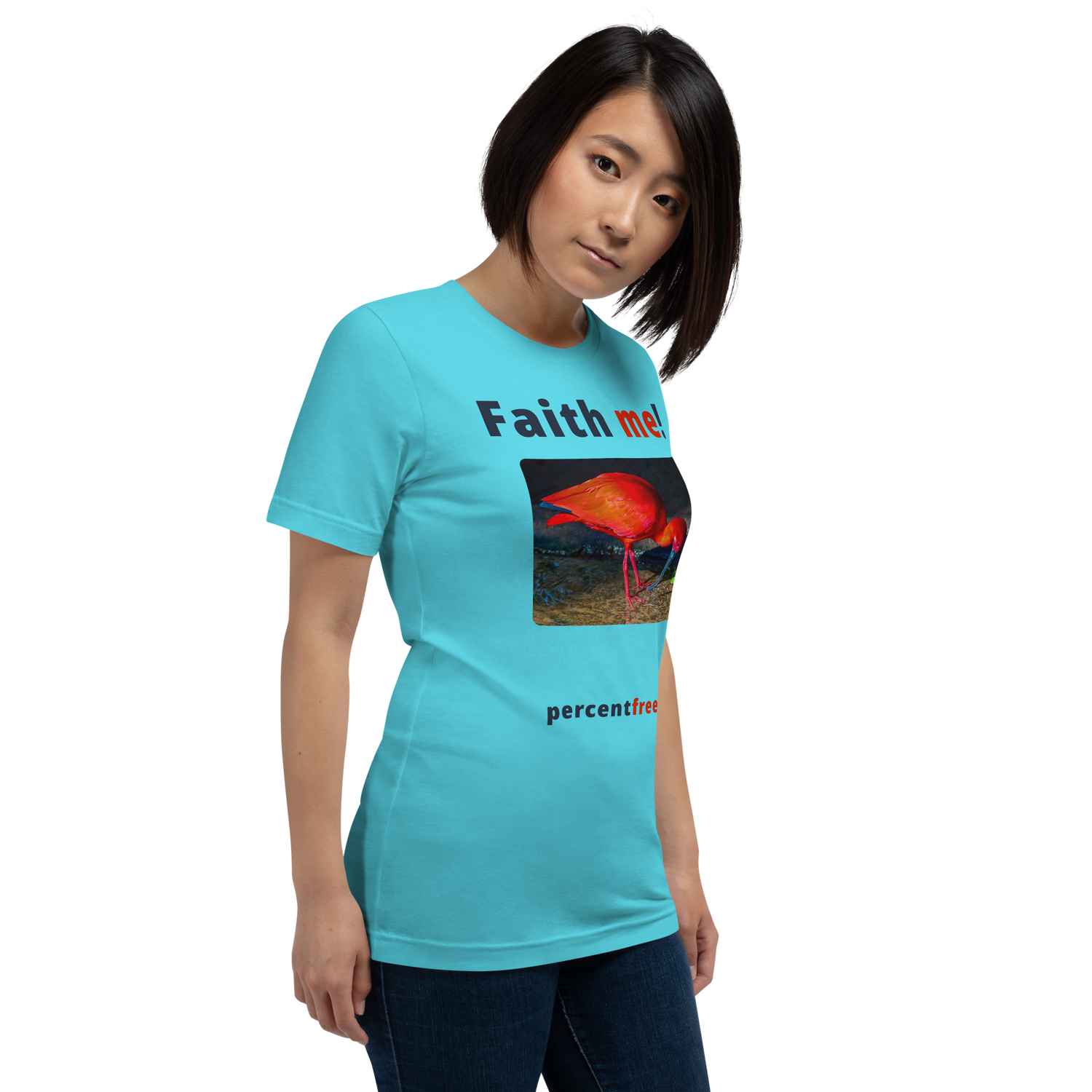Unisex Front-and-Back Faith T-shirt - Faith me! - scarlet ibis 