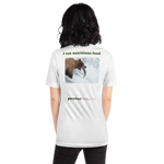 Unisex Front-and-Back Healthy Food T-shirt - I eat nutritious food. - bear trying to catch a salmon 