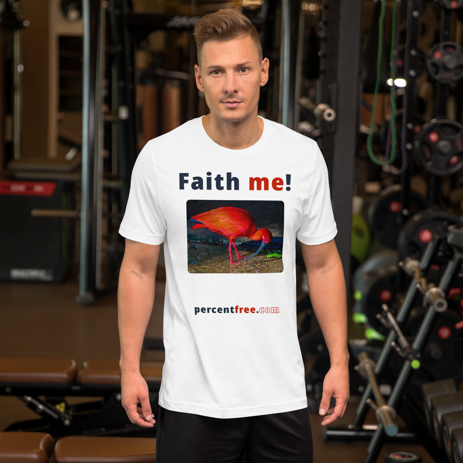Unisex Front-and-Back Faith T-shirt - Faith me! - scarlet ibis 