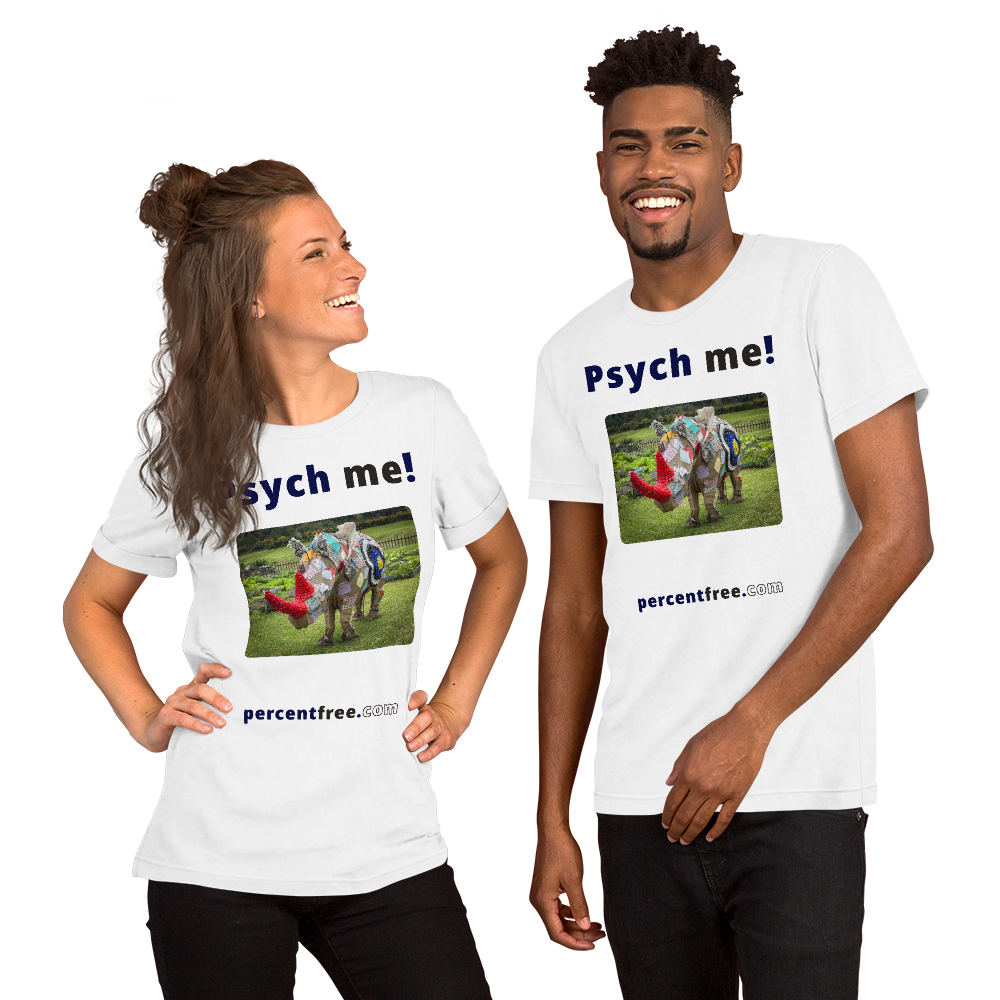 Unisex Psychology T-shirt - Psych me! - rhinoceros artwork made of recycled materials 