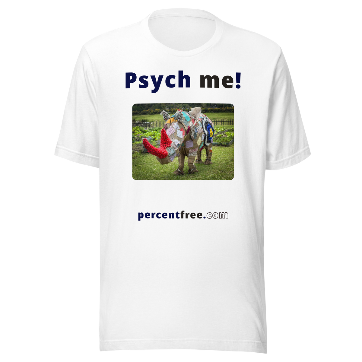Unisex Psychology T-shirt - Psych me! - rhinoceros artwork made of recycled materials 
