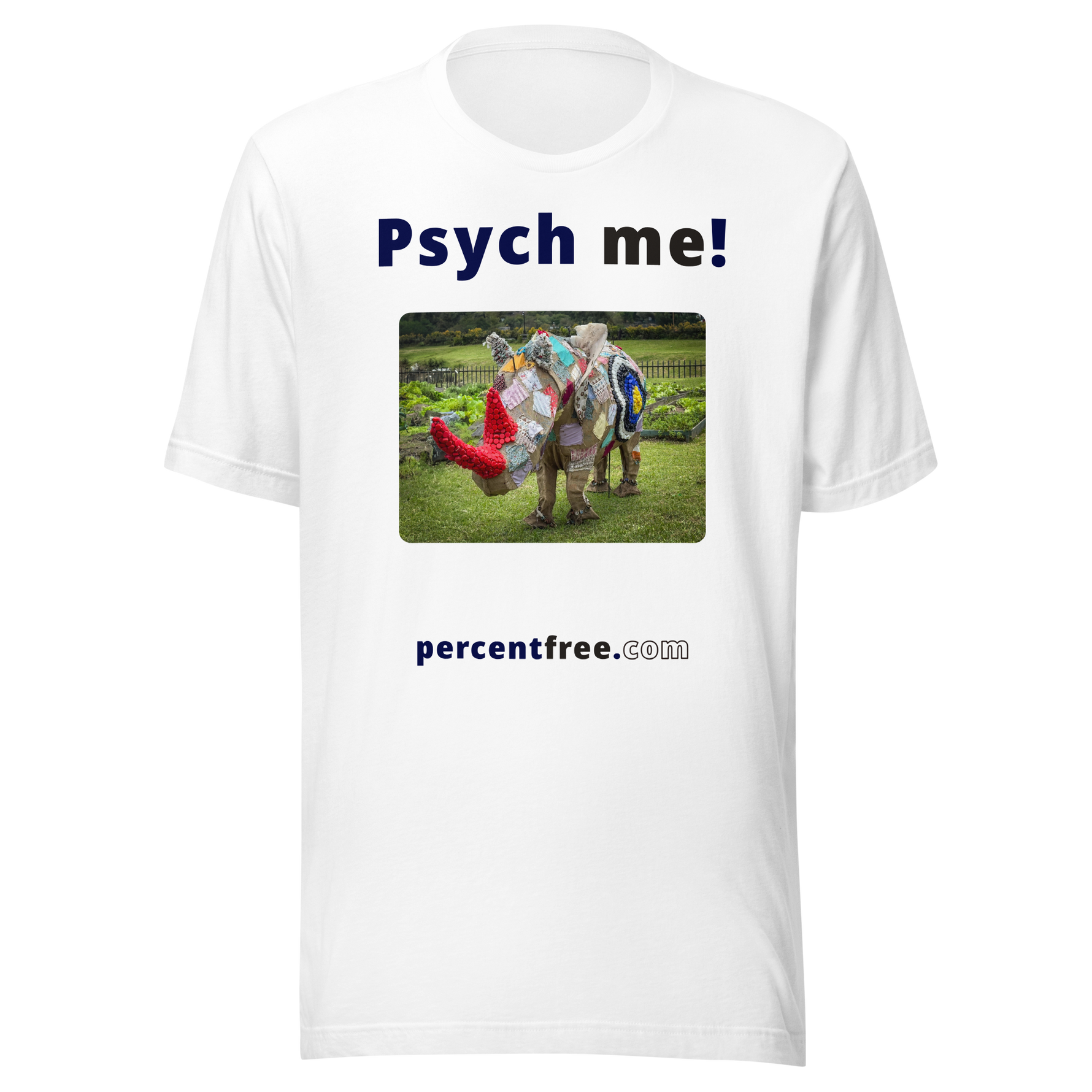 Unisex Psychology T-shirt - Psych me! - rhinoceros artwork made of recycled materials 