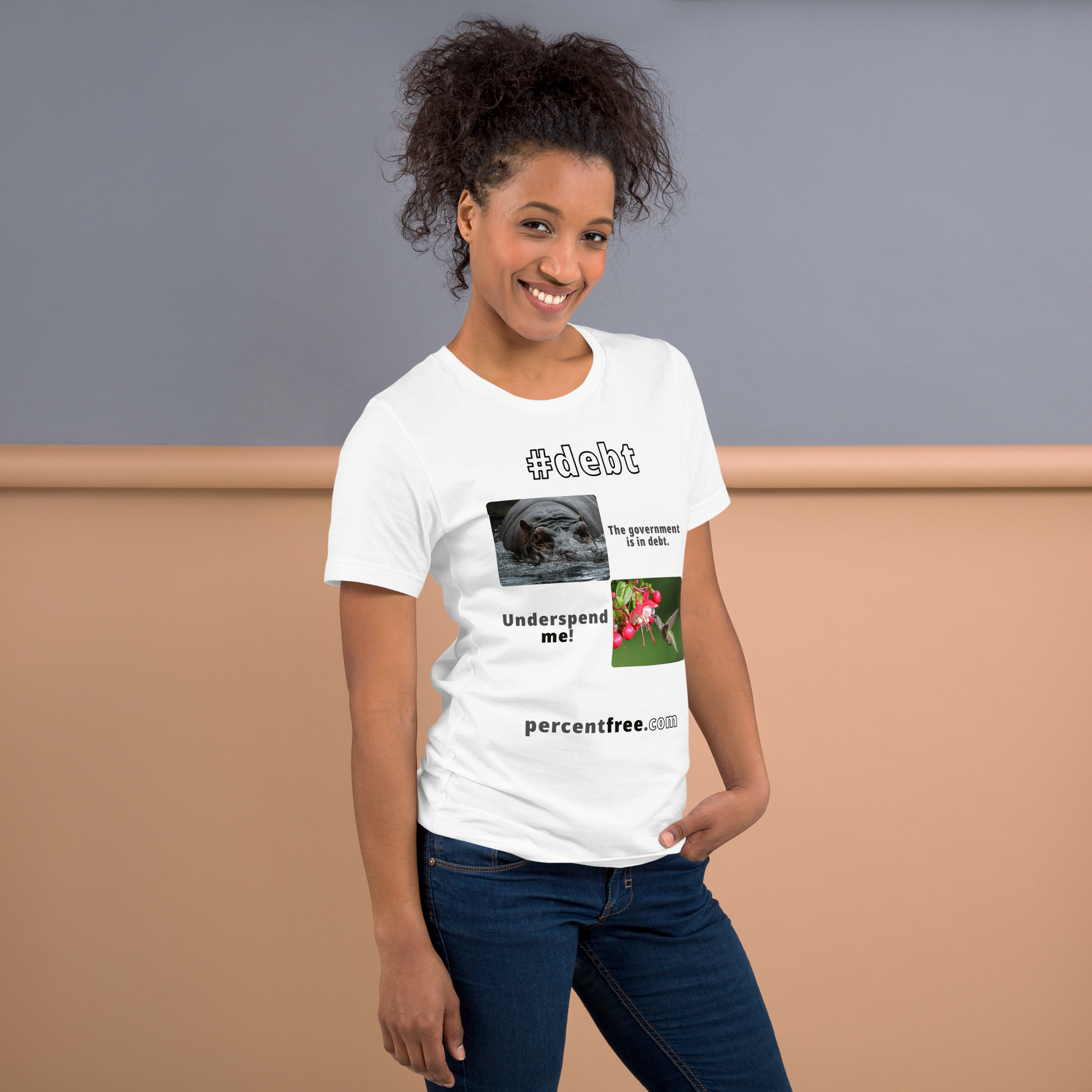 The government is in debt. -hippopotamus - Underspend me! - Anna's hummingbird - unisex freedom T-shirt 