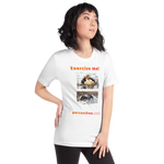 Exercise me! - king eider floating - king eider taking off - unisex freedom T-shirt 