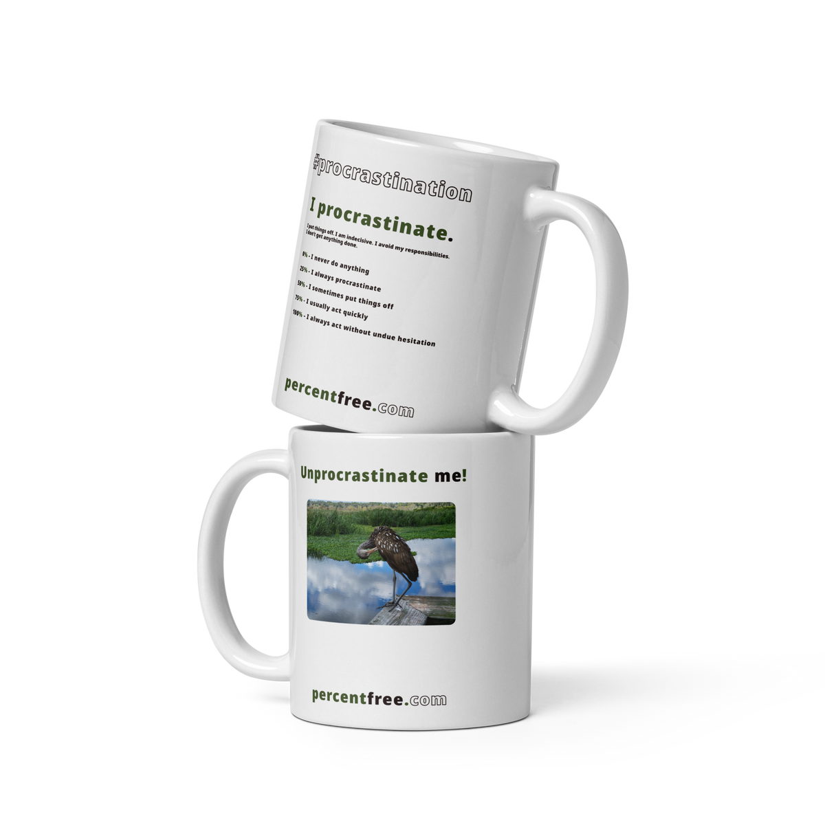 Procrastination Coffee Mug - Unprocrastinate me! - limpkin preening - 
