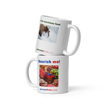 Healthy Food Coffee Mug - Nourish me! - gummy bears - I eat nutritious food. - bear trying to catch a salmon 