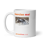 Exercise Coffee Mug - Exercise me! - king eider taking off 