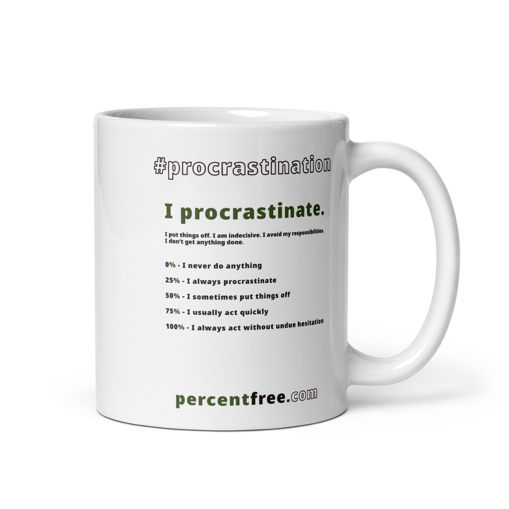 #procrastination % Free Quiz question - Procrastination Coffee Mug #11-oz