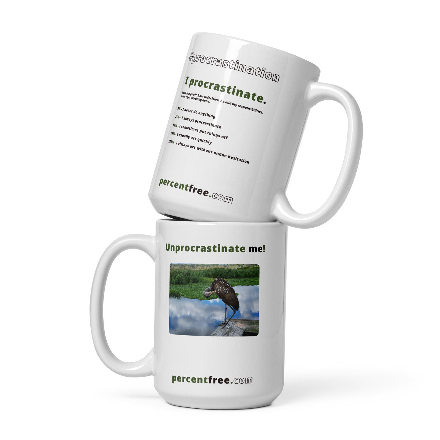 Procrastination Coffee Mug - Unprocrastinate me! - limpkin preening - 