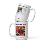 Healthy Food Coffee Mug - Nourish me! - gummy bears - I eat nutritious food. - bear trying to catch a salmon 