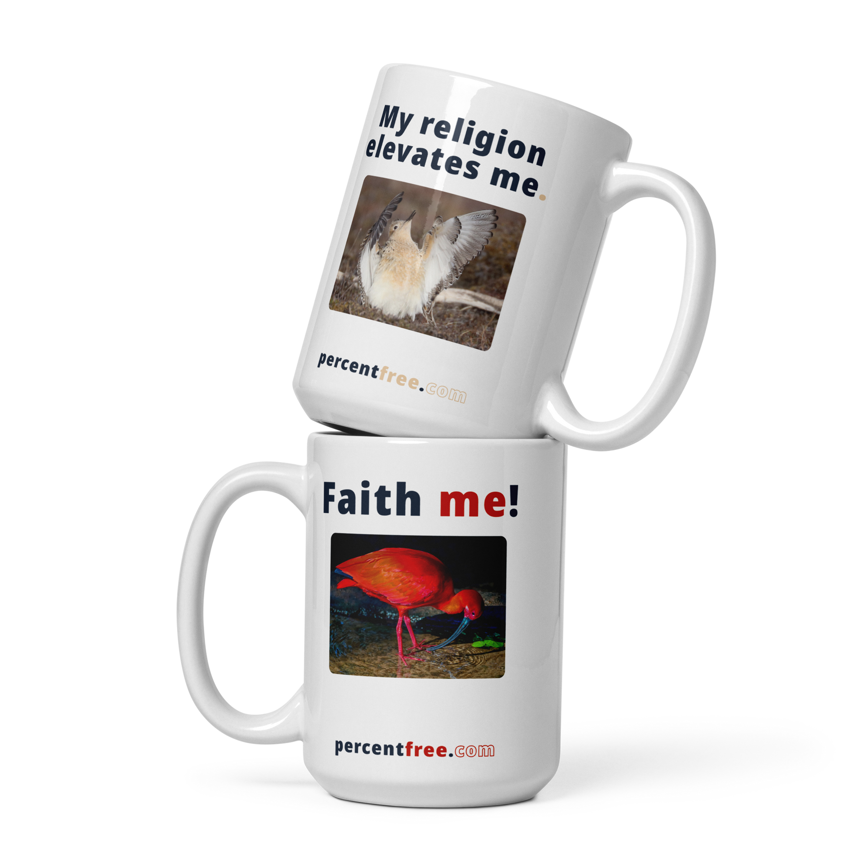 Faith Coffee Mug - Faith me! - scarlet ibis - My religion elevates me. - buff-breasted sandpiper 