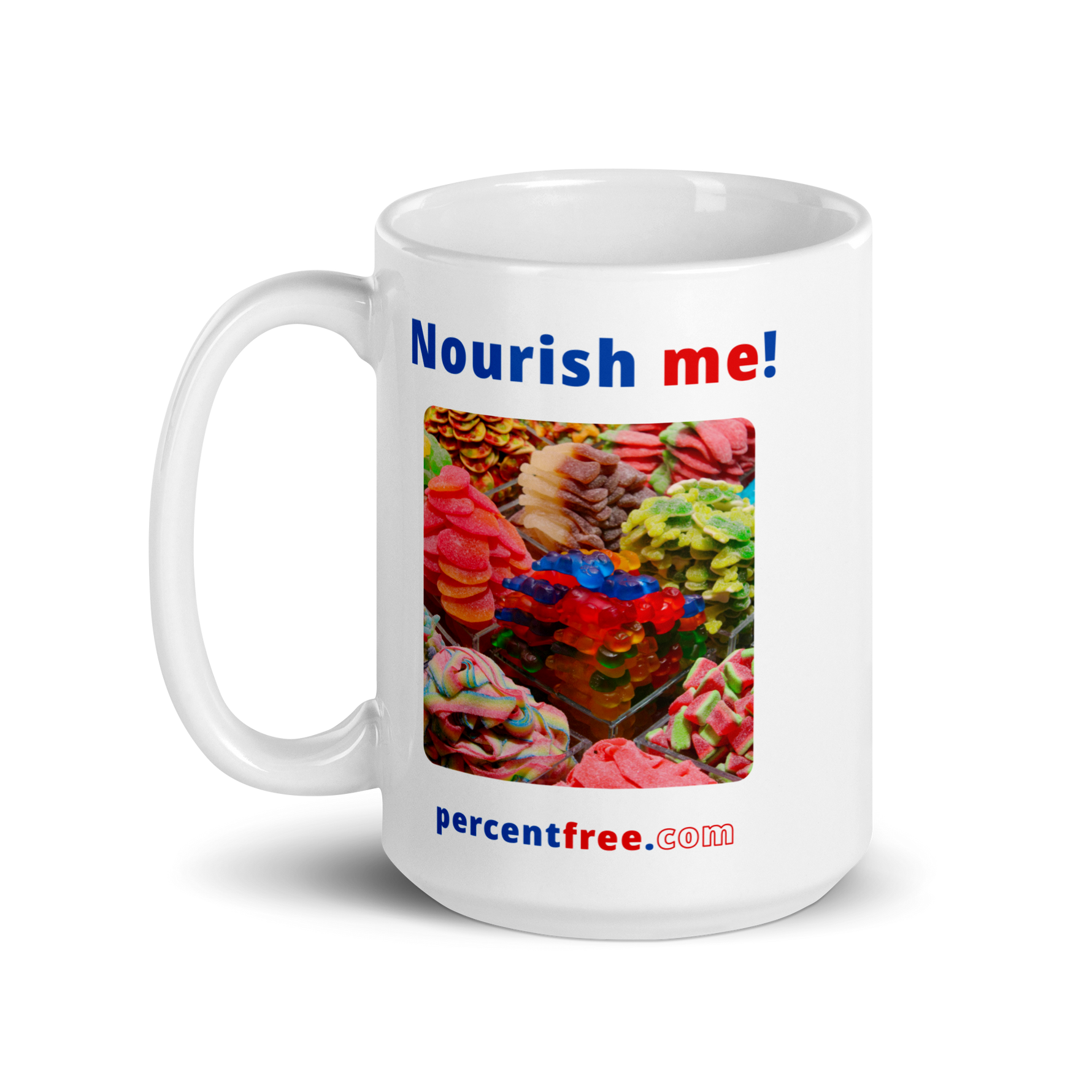 Healthy Food Coffee Mug - Nourish me! - gummy bears 