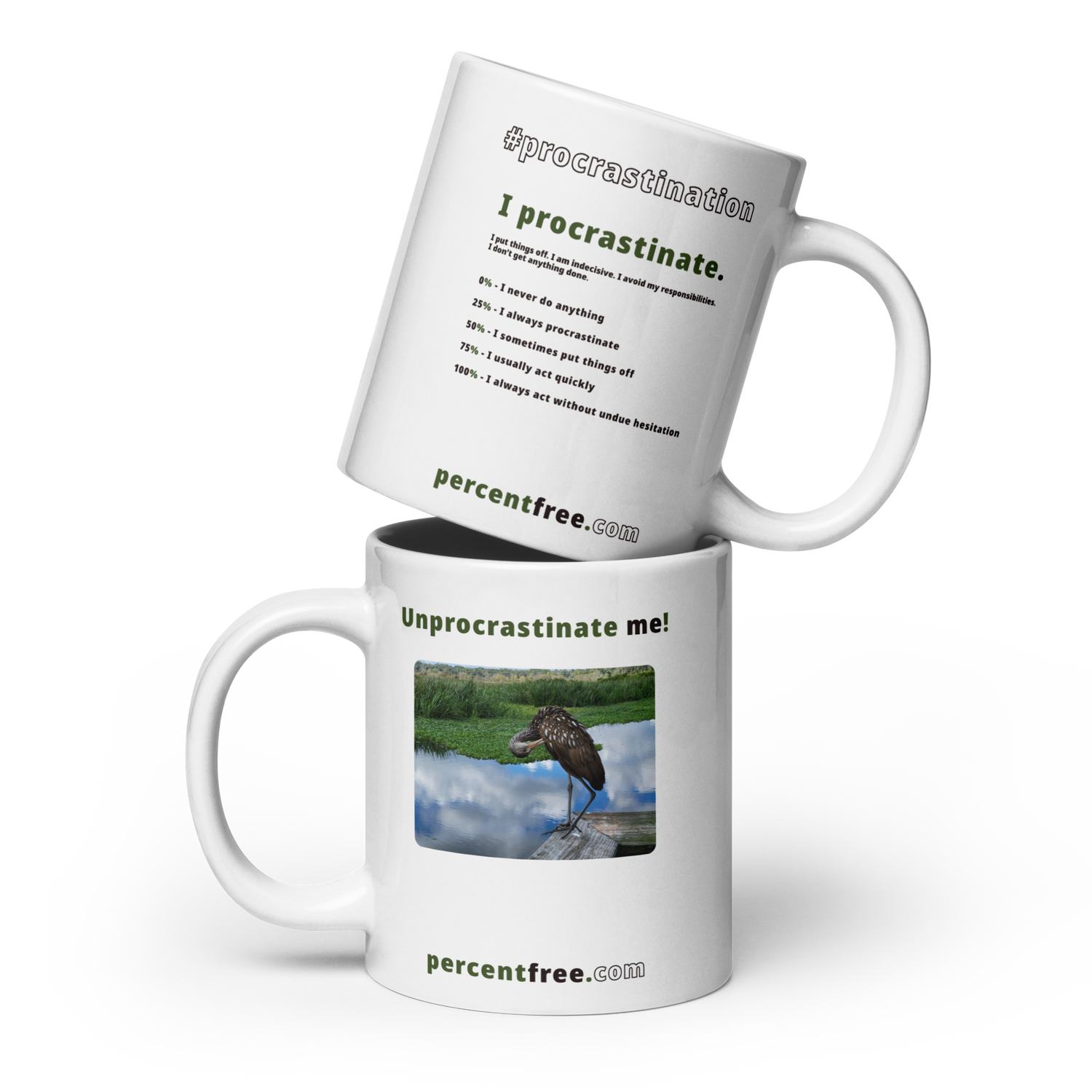 Procrastination Coffee Mug - Unprocrastinate me! - limpkin preening - 