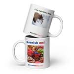 Healthy Food Coffee Mug - Nourish me! - gummy bears - I eat nutritious food. - bear trying to catch a salmon 