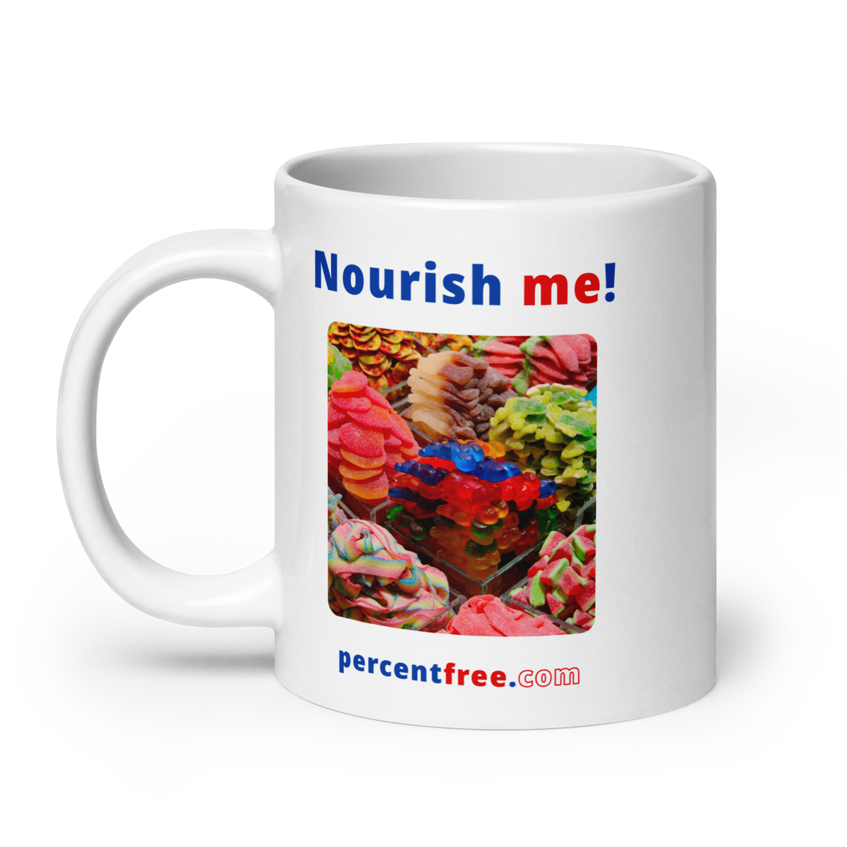 Healthy Food Coffee Mug  - Nourish me! - gummy bears 