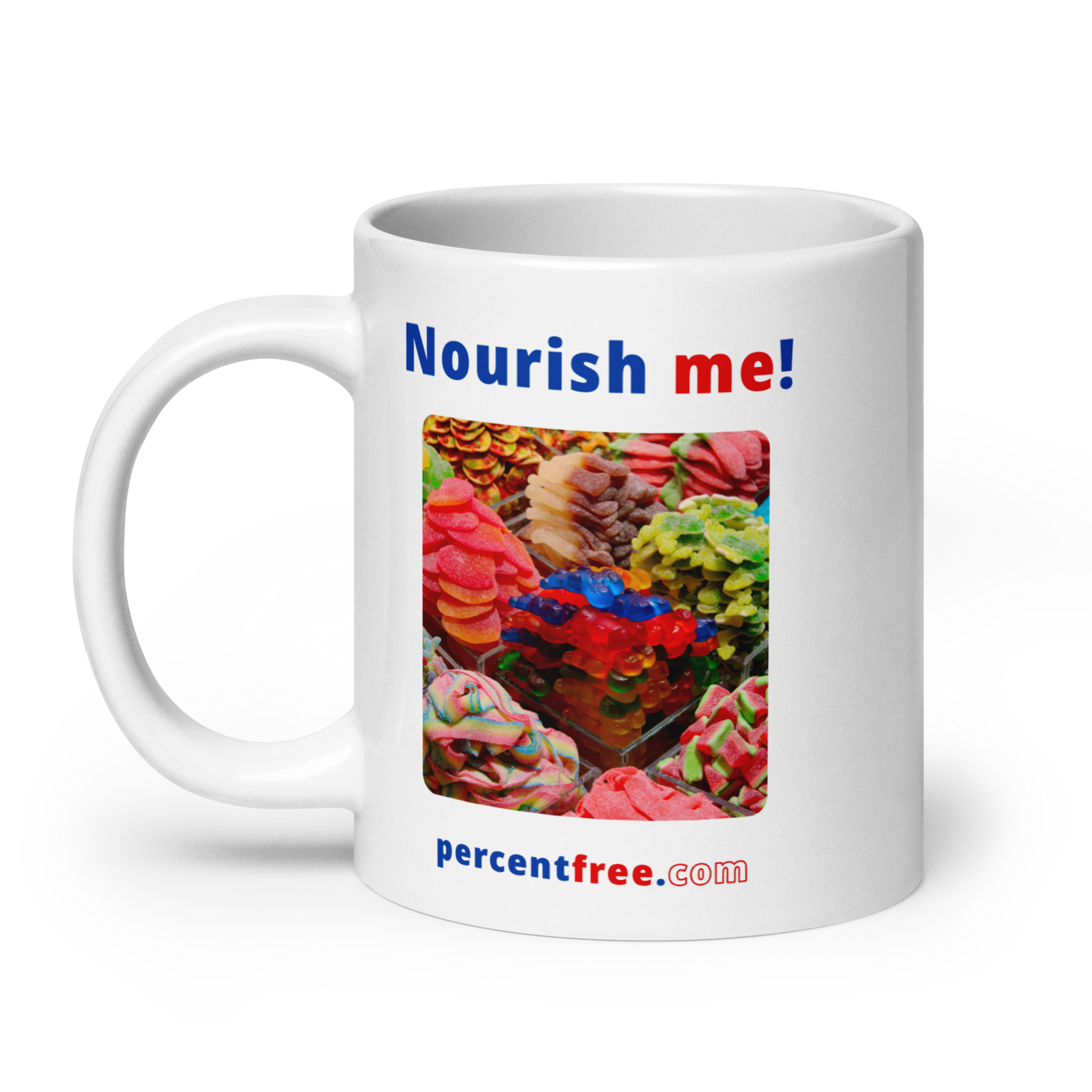 Healthy Food Coffee Mug  - Nourish me! - gummy bears 